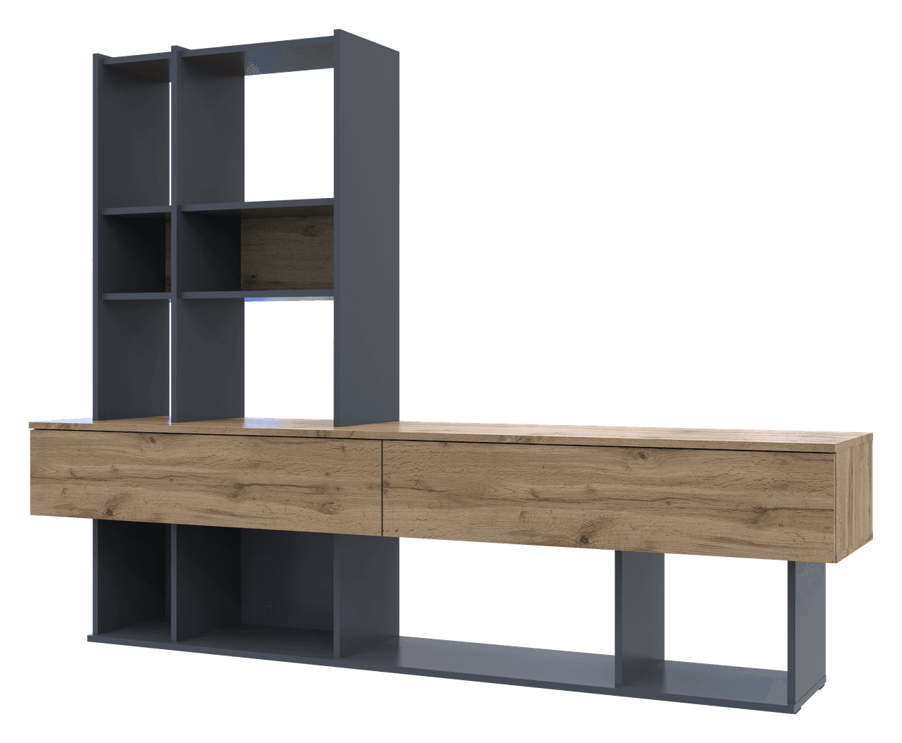 Стінка у вітальню Doros Нота Графіт/Дуб Евок 195х42х147 (44900207)