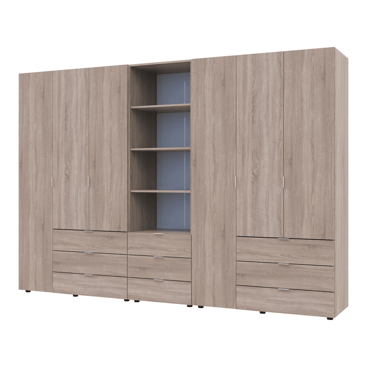 Шафа для одягу Doros Гелар Дуб сонома 3+3ДСП з пеналом 292.4х49.5х203.4 (42005184)