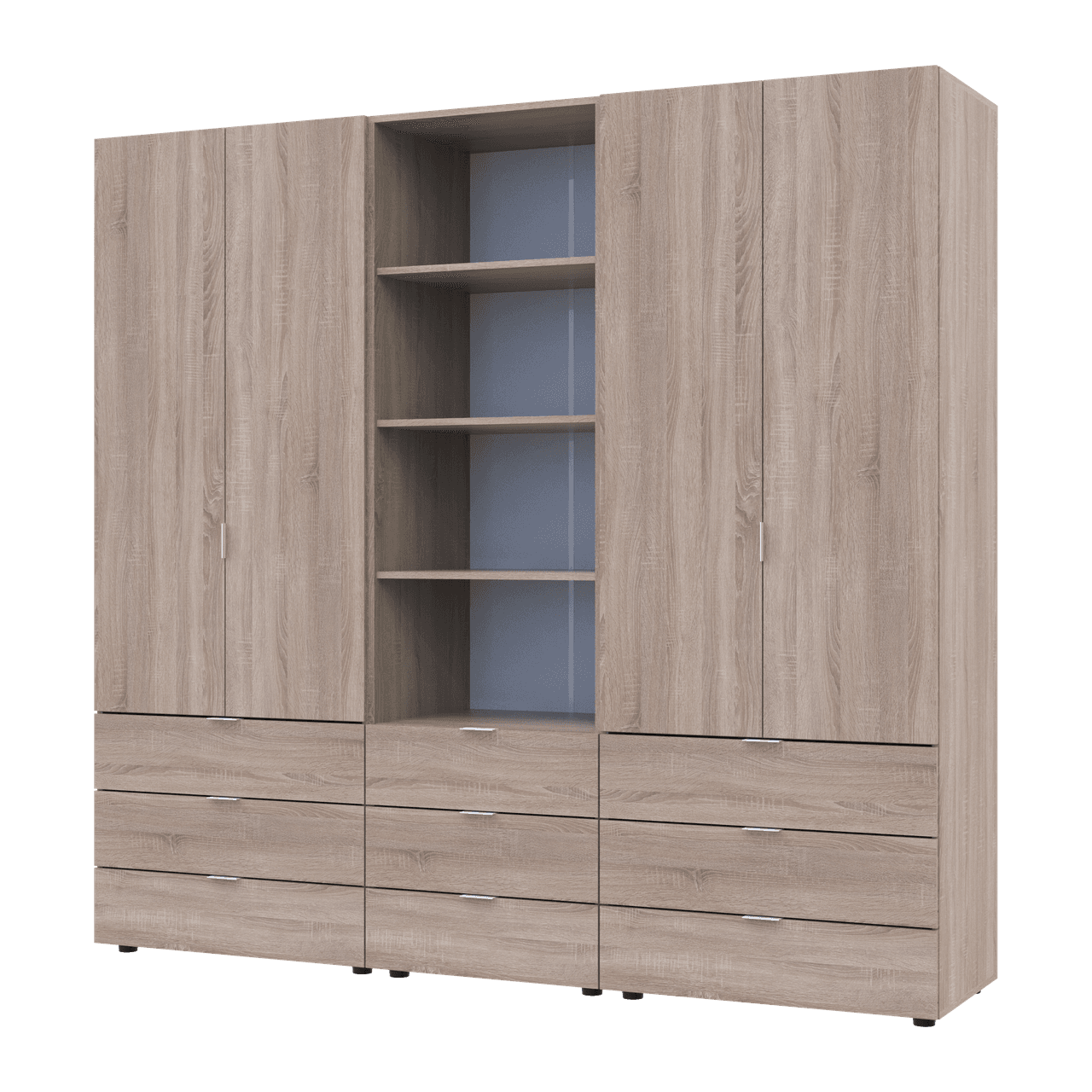 Шафа для одягу Doros Гелар Дуб сонома 2+2ДСП з пеналом 215х49.5х203.4 (42005183)