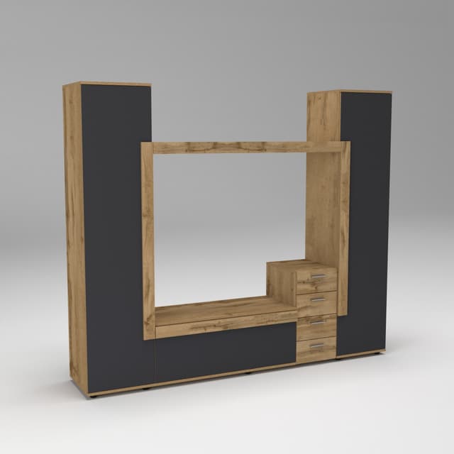 Стінка у вітальню під ТВ Ехо-2, Дуб Аппалачі/Антрацит, 2160х420х1850