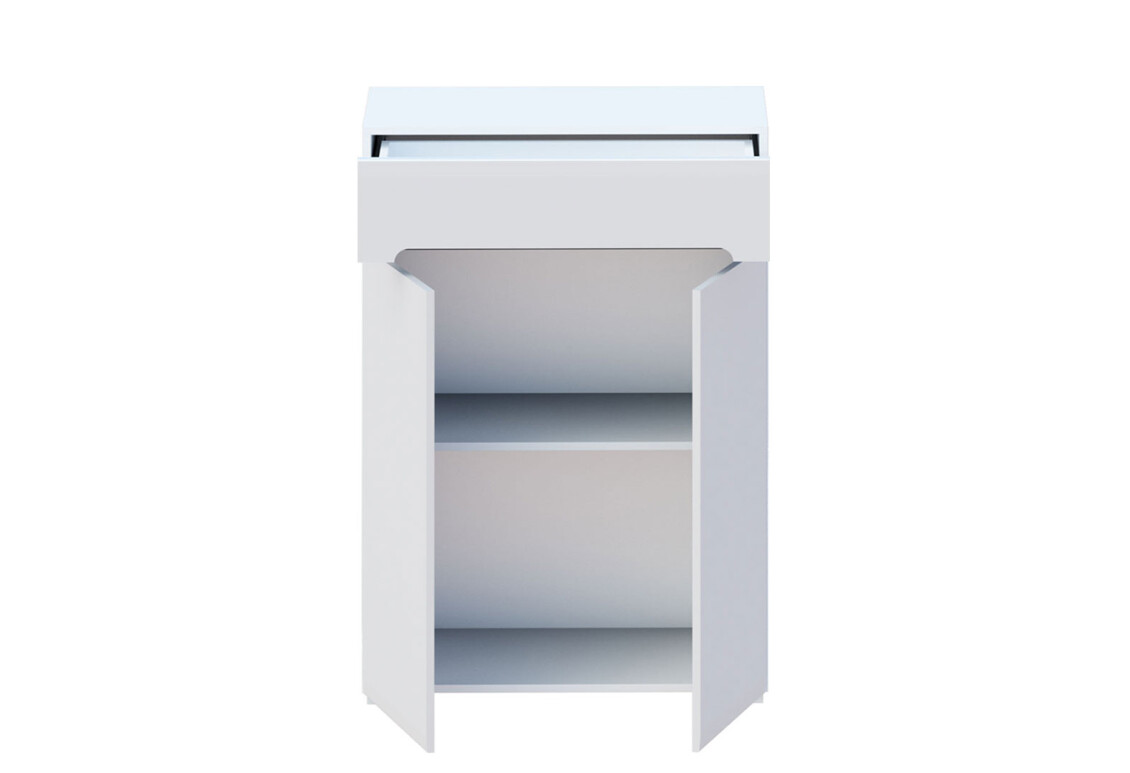 Комод Бянко 2-дверний з шухлядою 80 см Білий з чорною вставкою 2