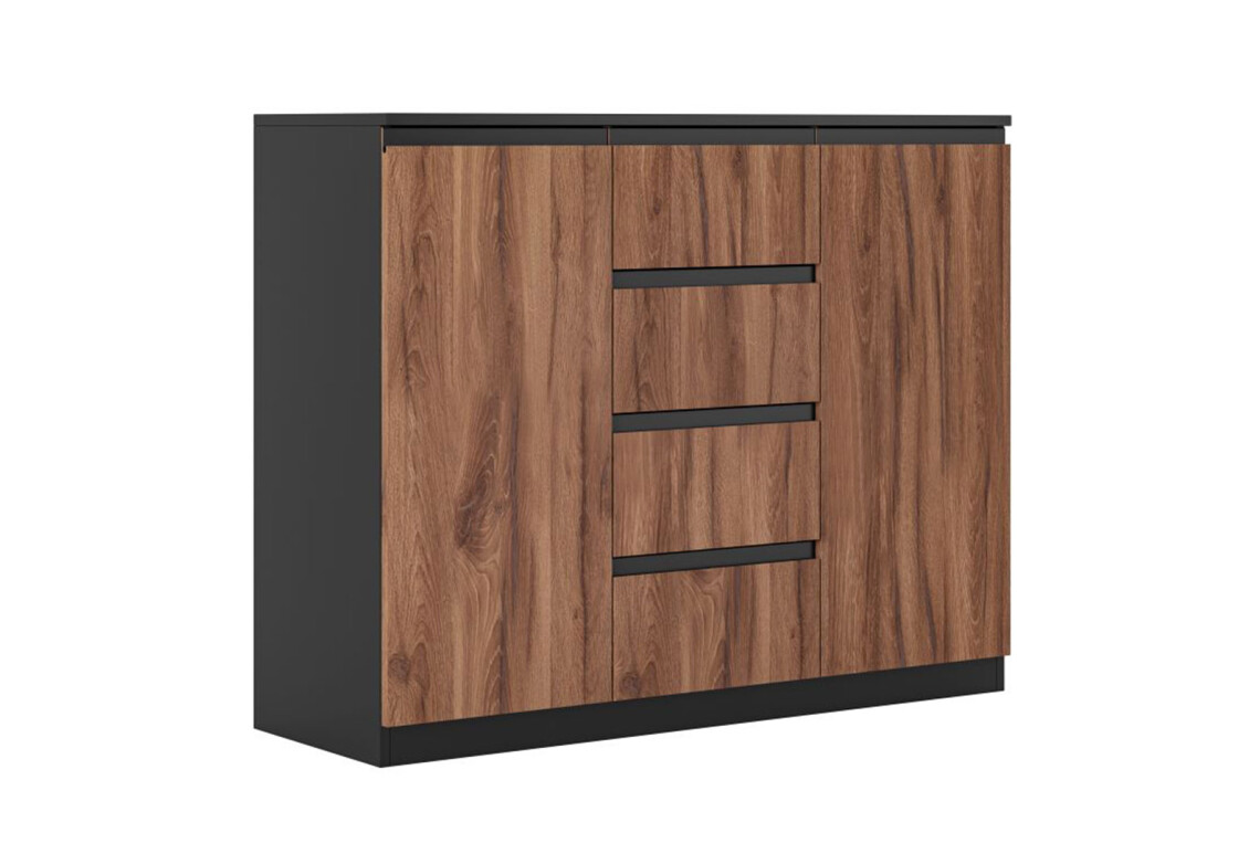 Комод Фріда з 2 дверками і 4 шухлядами 120 см, чорний / дуб ліворно 3