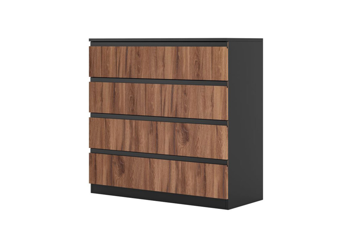 Комод Фріда з 4 шухлядами 100 см, чорний / дуб ліворно