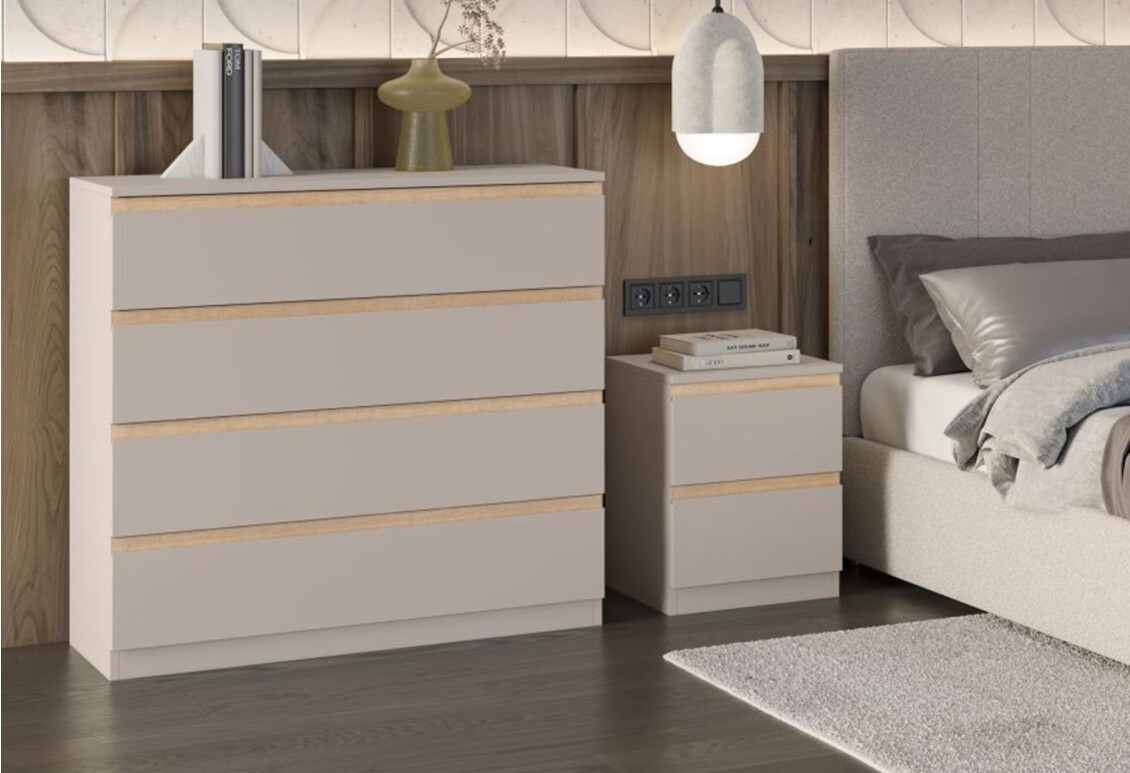 Комод Фріда з 4 шухлядами 100 см, тоффі / дуб сонома 2