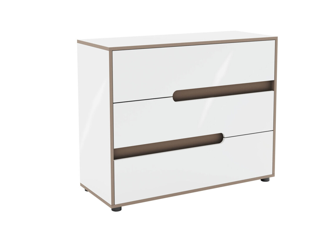 Комод Лінда з 3 шухлядами 100 см, Німфеа Альба, лак, вставки тоффі