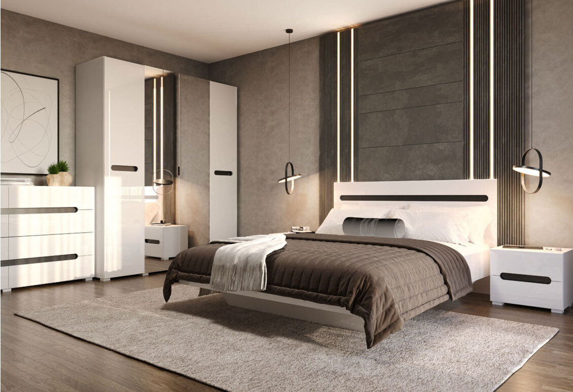 Ліжко Бянко (без вкладу) 160х200 см, Біле з чорною вставкою 2