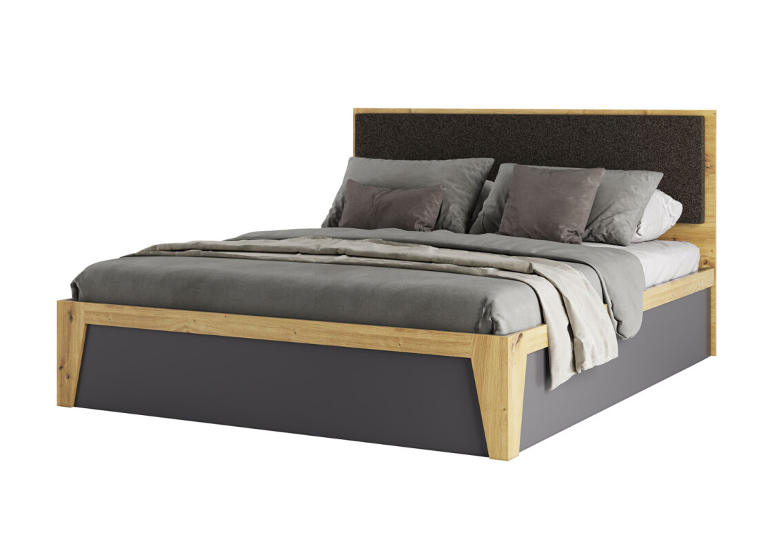Ліжко Каміла (без вкладу) 160х200 см, дуб артизан, графіт / графіт