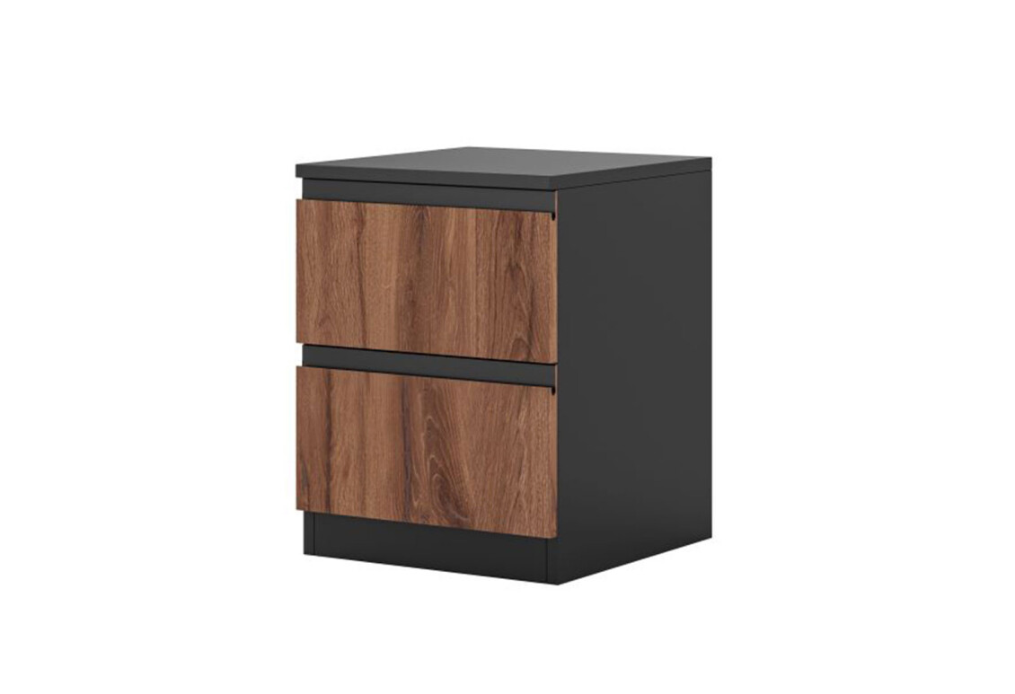 Приліжкова тумба Фріда з 2 шухлядами 40 см, чорний / дуб ліворно