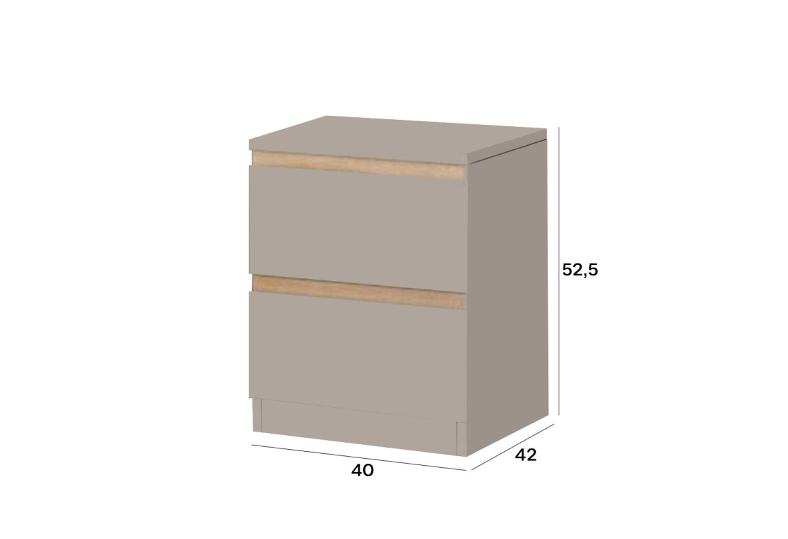 Приліжкова тумба Фріда з 2 шухлядами 40 см, тоффі / дуб сонома 4