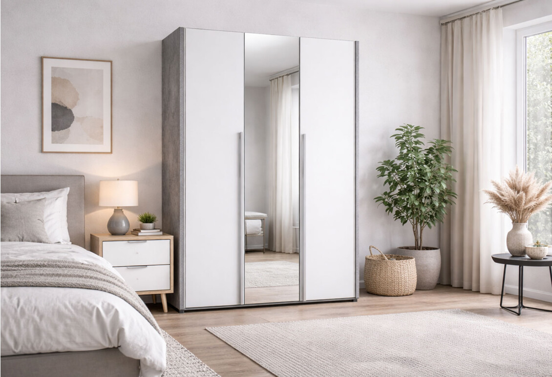 Шафа Алекса 3-дверна з дзеркалом 120 см Ательє світлий / Німфеа альба 2