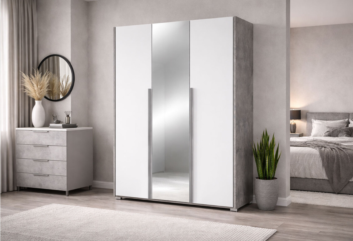 Шафа Алекса 3-дверна з дзеркалом 120 см Ательє світлий / Німфеа альба 3