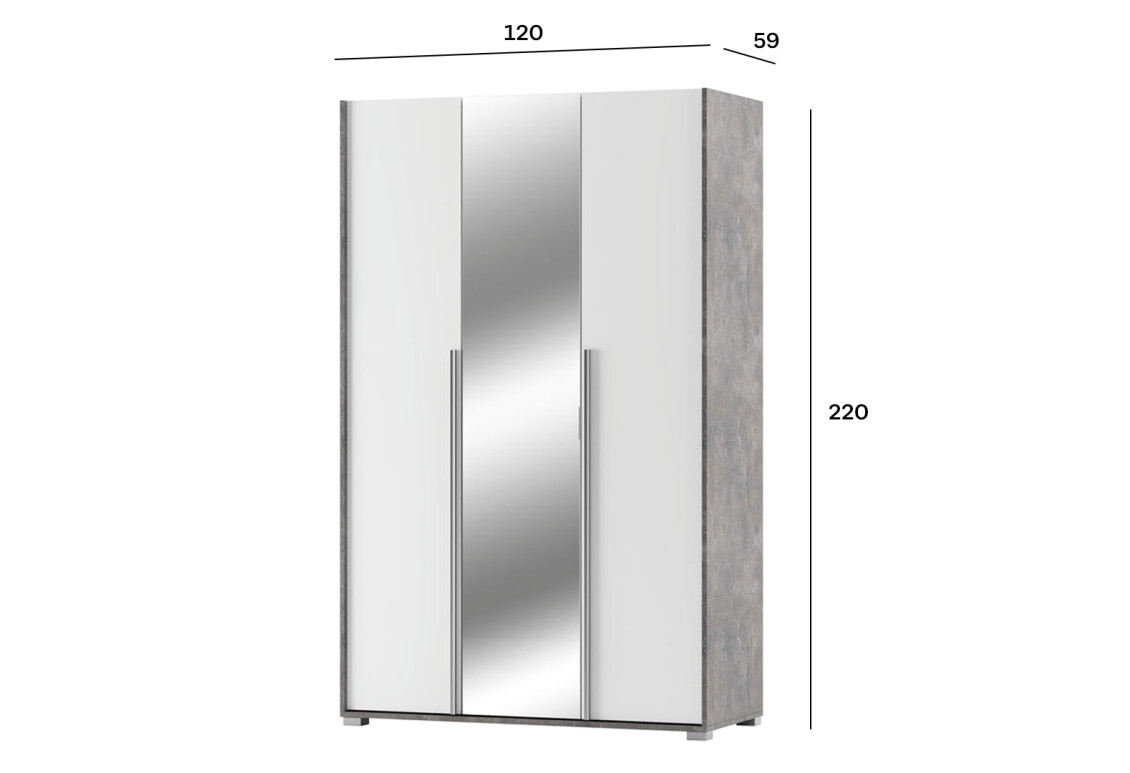 Шафа Алекса 3-дверна з дзеркалом 120 см Ательє світлий / Німфеа альба 5