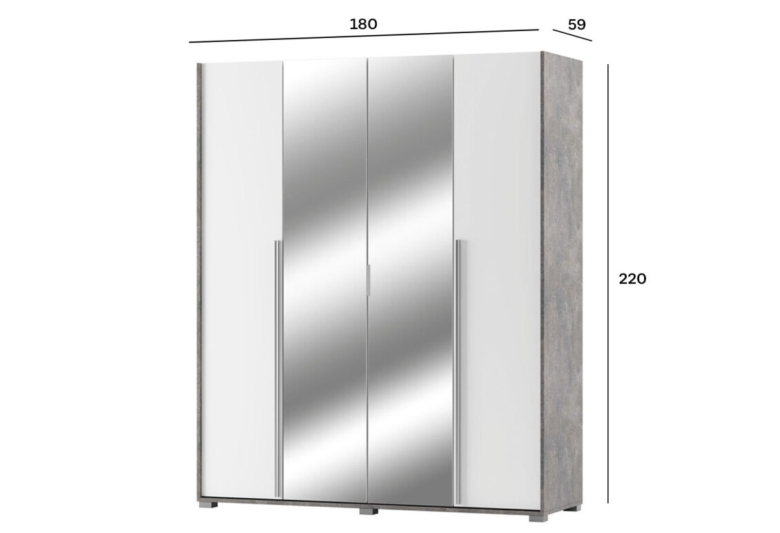 Шафа Алекса 4-дверна з дзеркалом 180 см Ательє світлий / Німфеа альба 4