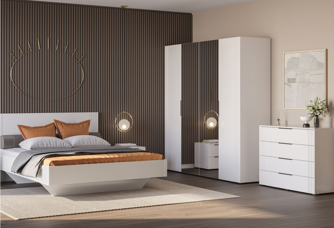 Шафа Амелія 4-дверна з дзеркалом 180 см, біла 2