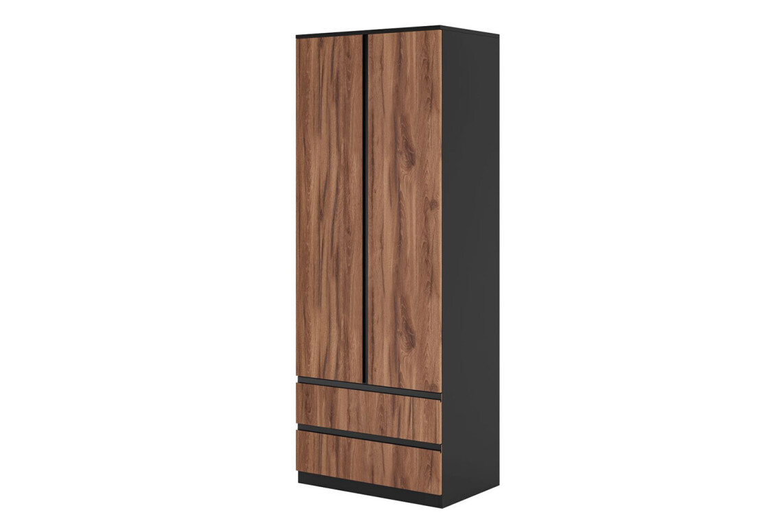 Шафа Фріда дводверна з 2 шухлядами 80 см, чорний / дуб ліворно