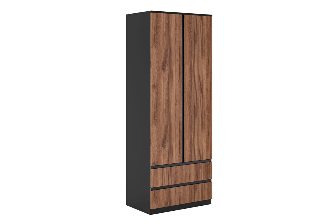 Шафа Фріда дводверна з 2 шухлядами 80 см, чорний / дуб ліворно 3