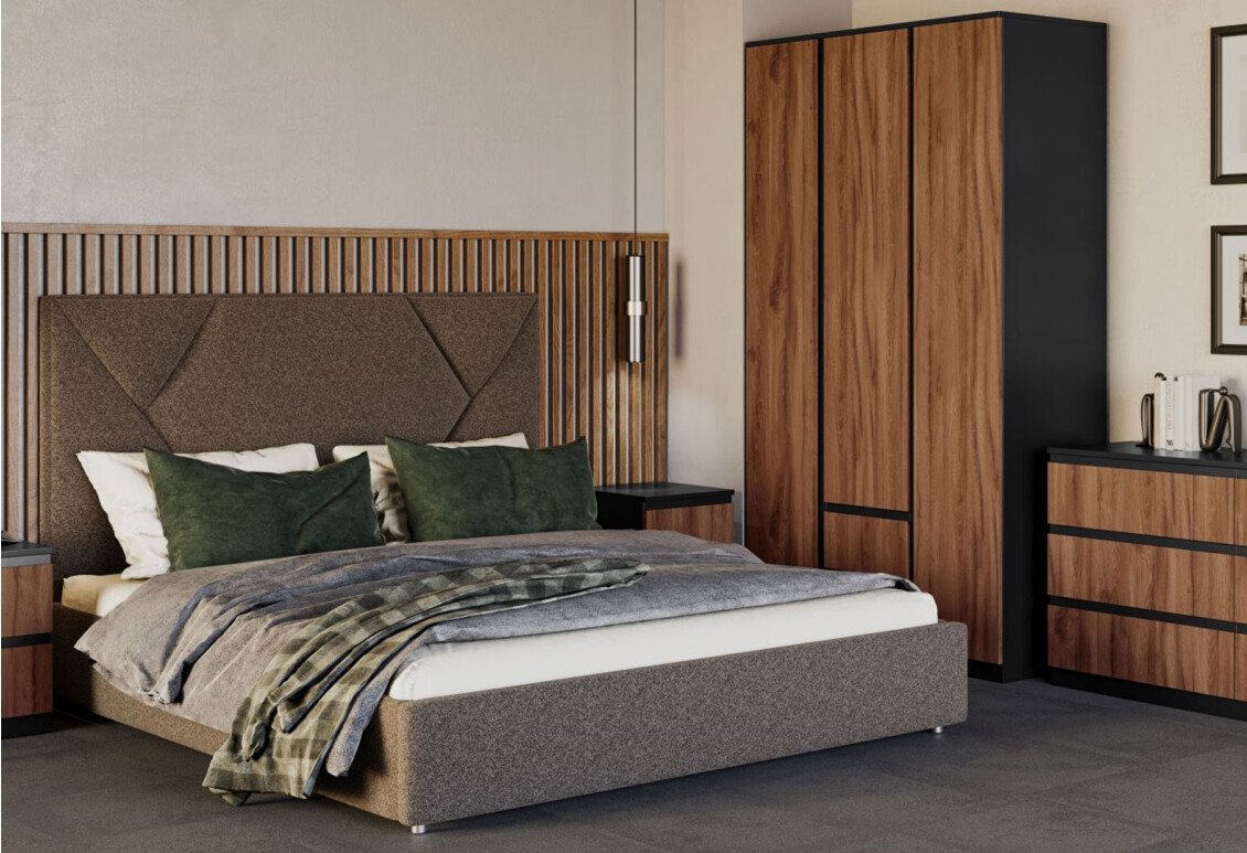 Шафа Фріда тридверна з 2 шухлядами 120 см, чорний / дуб ліворно 2