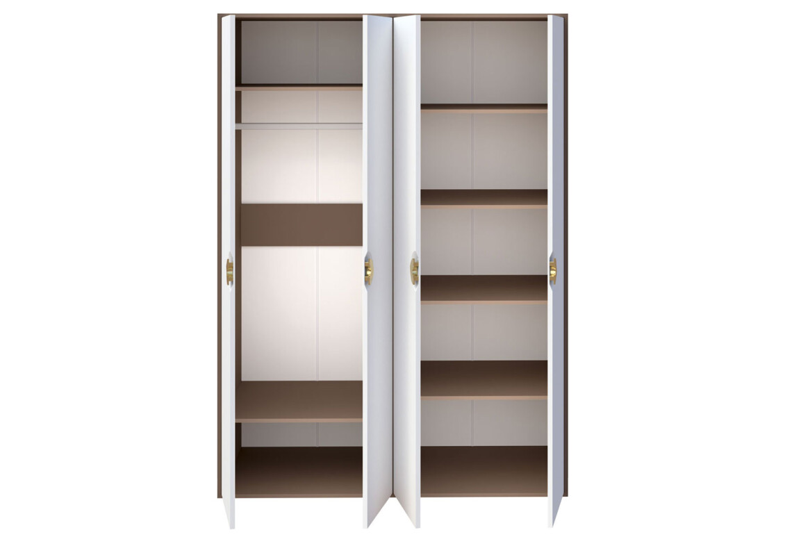 Шафа Фуріоза 4-дверна 180 см, Глиняний сірий, лак / Білий шовк 4