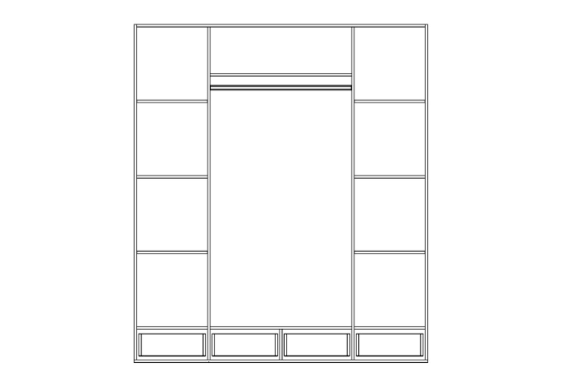 Шафа Каміла 4-дверна з дзеркалом 189 см, дуб артизан, графіт / графіт 5