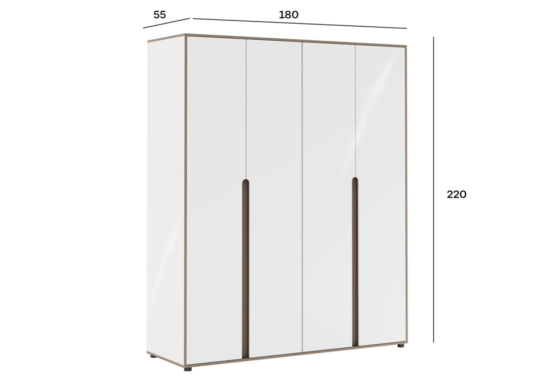 Шафа Лінда 4-дверна 180 см, Німфеа Альба, лак, вставки тоффі 5