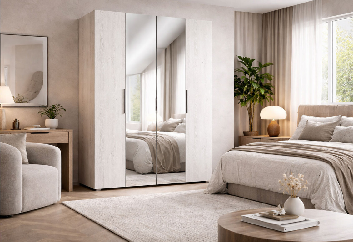 Шафа Ромбо 4-дверна з дзеркалом 180 см Артвуд світлий 2