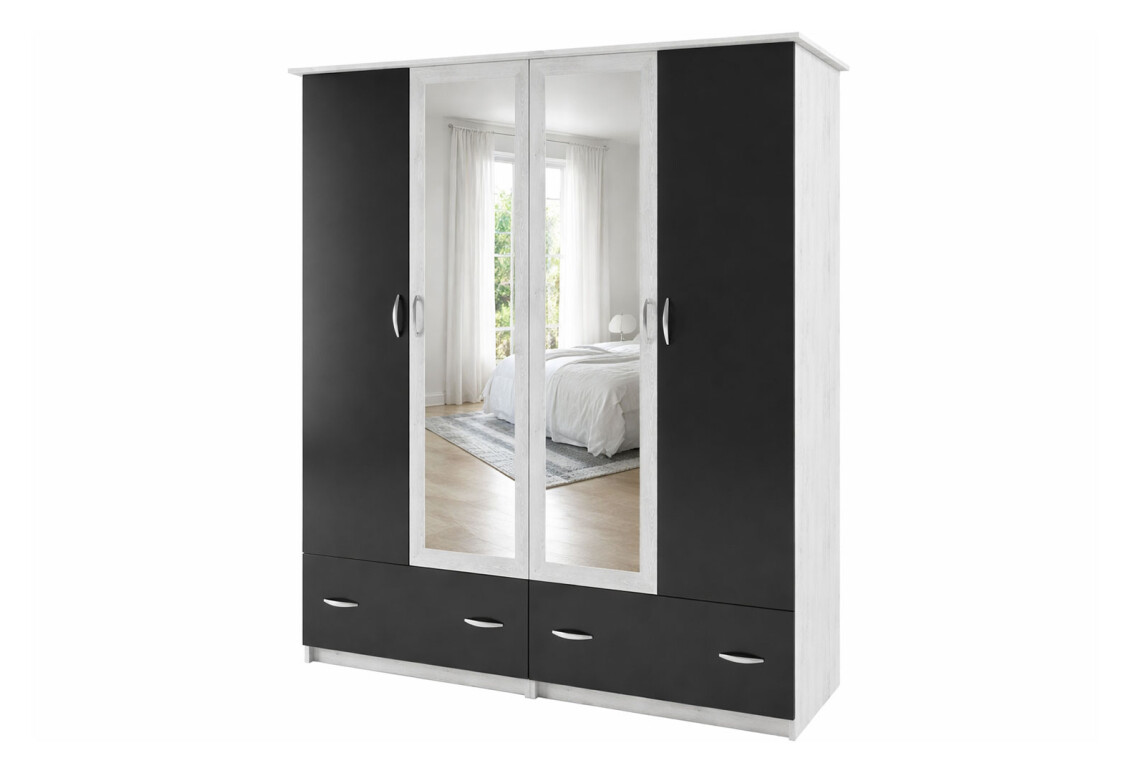 Шафа Соня New 4-дверна з 2 шухлядами та дзеркалом 170 см Біло-сіра