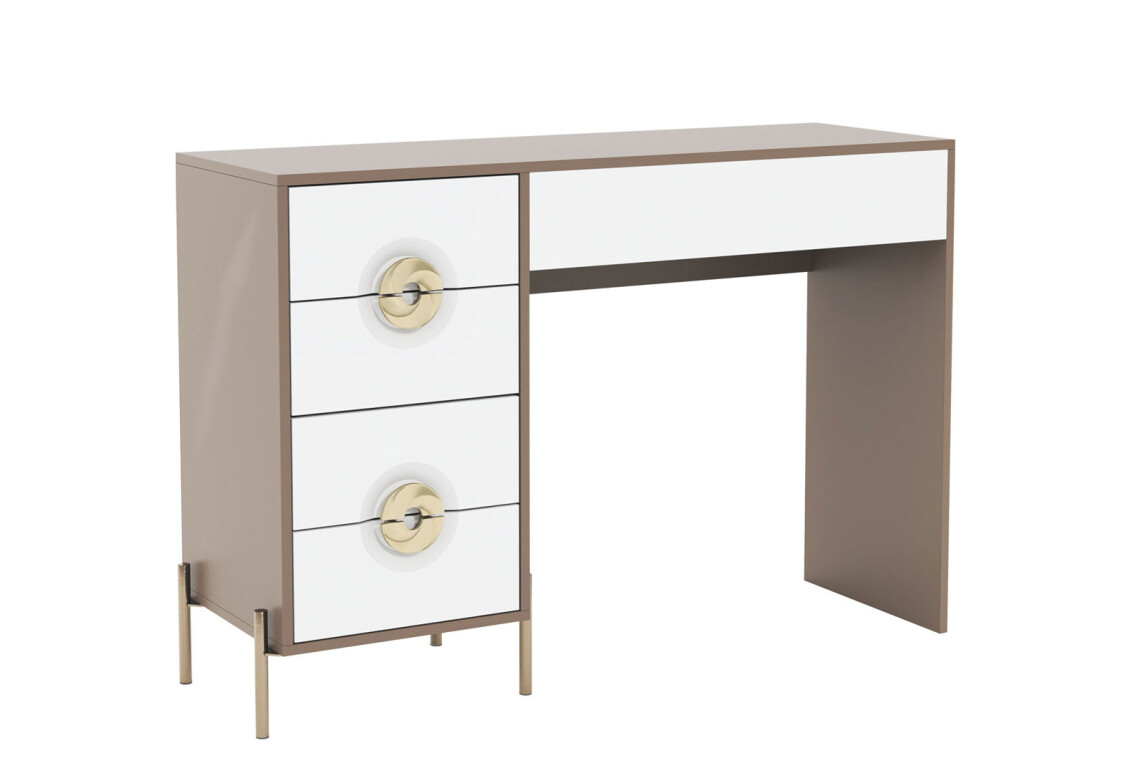 Туалетний столик Фуріоза 120 см, Глиняний сірий, лак / Білий шовк