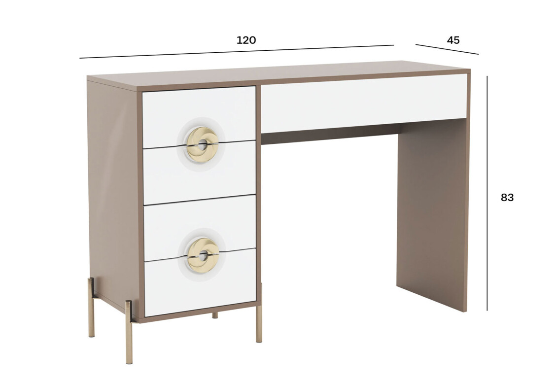 Туалетний столик Фуріоза 120 см, Глиняний сірий, лак / Білий шовк 4