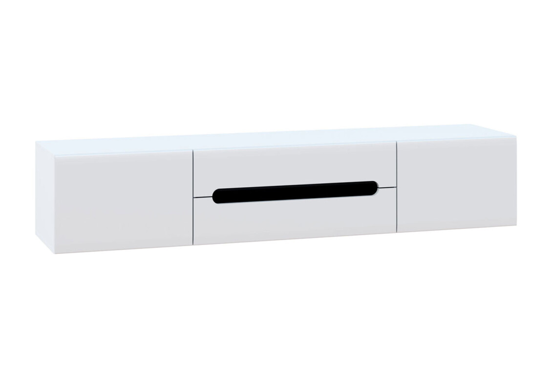 Тумба під ТВ Бянко навісна з 2 дверцятами та шухлядами 180 см, Біла з чорною вставкою 3