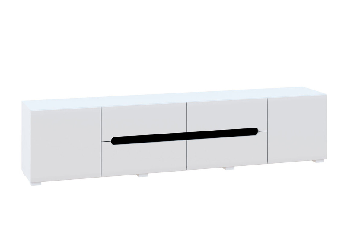 Тумба під ТВ Бянко з 2 дверцятами та шухлядами 230 см, Біла з чорною вставкою 3