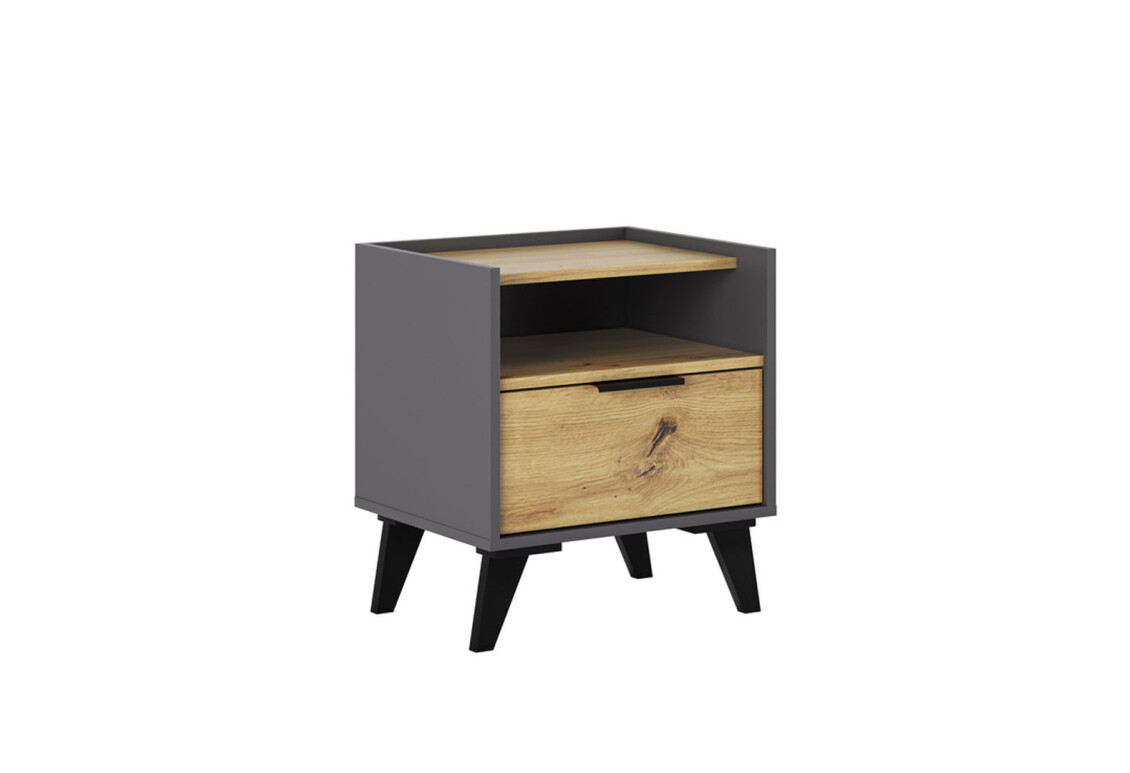 Тумба приліжкова Каміла з 1 шухлядою та полицею 50 см, дуб артизан, графіт / графіт 4