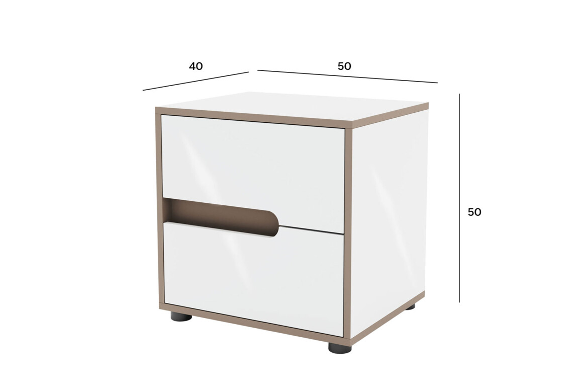 Тумба приліжкова права Лінда з 2 шухлядами 50 см, Німфеа Альба, лак, вставки тоффі 3
